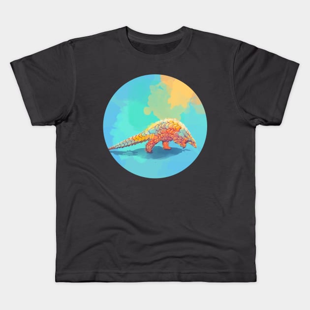 Armored Cuteness - Pangolin Illustration Kids T-Shirt by Flo Art Studio